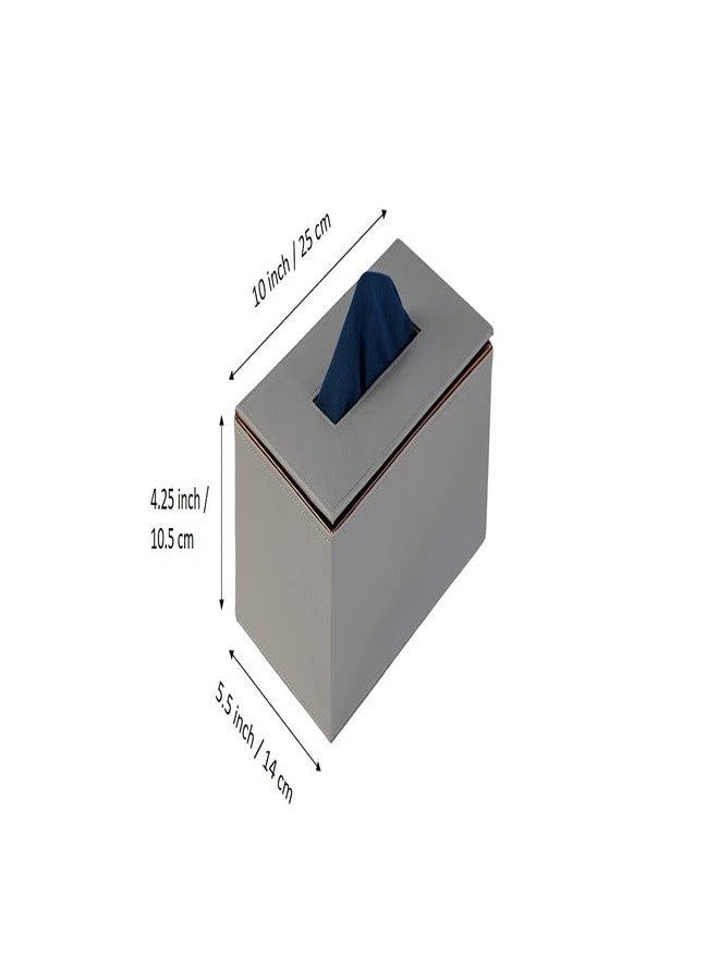 Azyeea Handcrafted Leather Tissue Holder Tissue Paper Car Tissue Box Paper Napkin Holder Tissue Holder Dispenser Organizer Facial Tissue Holder for Car Hotel Home Gift Dinning Table- Grey - Image 2